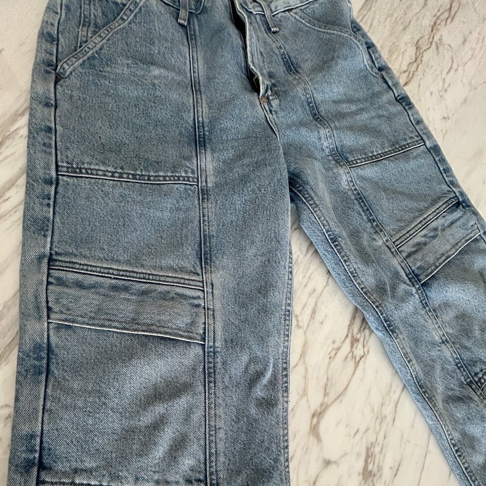 Agolde Cooper Cargo Pants in Rank Womens Size 28 Jeans Blue Light Wash Denim - Picture 6 of 9